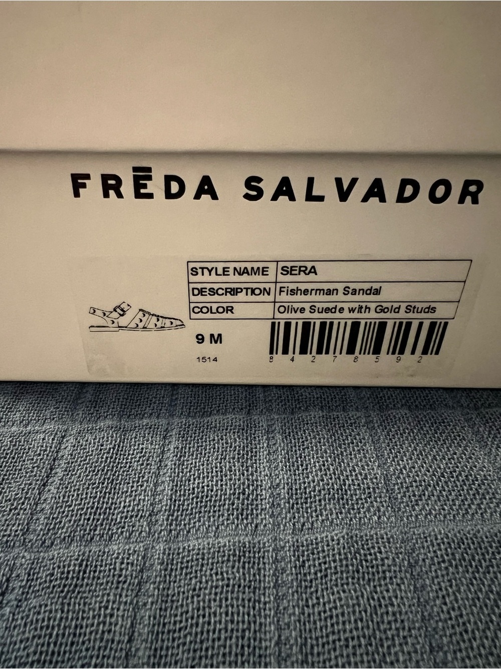 Freda Salvador: Sera Fisherman Sandal - Olive Suede w/ Gold Studs EUC - Picture 3 of 13